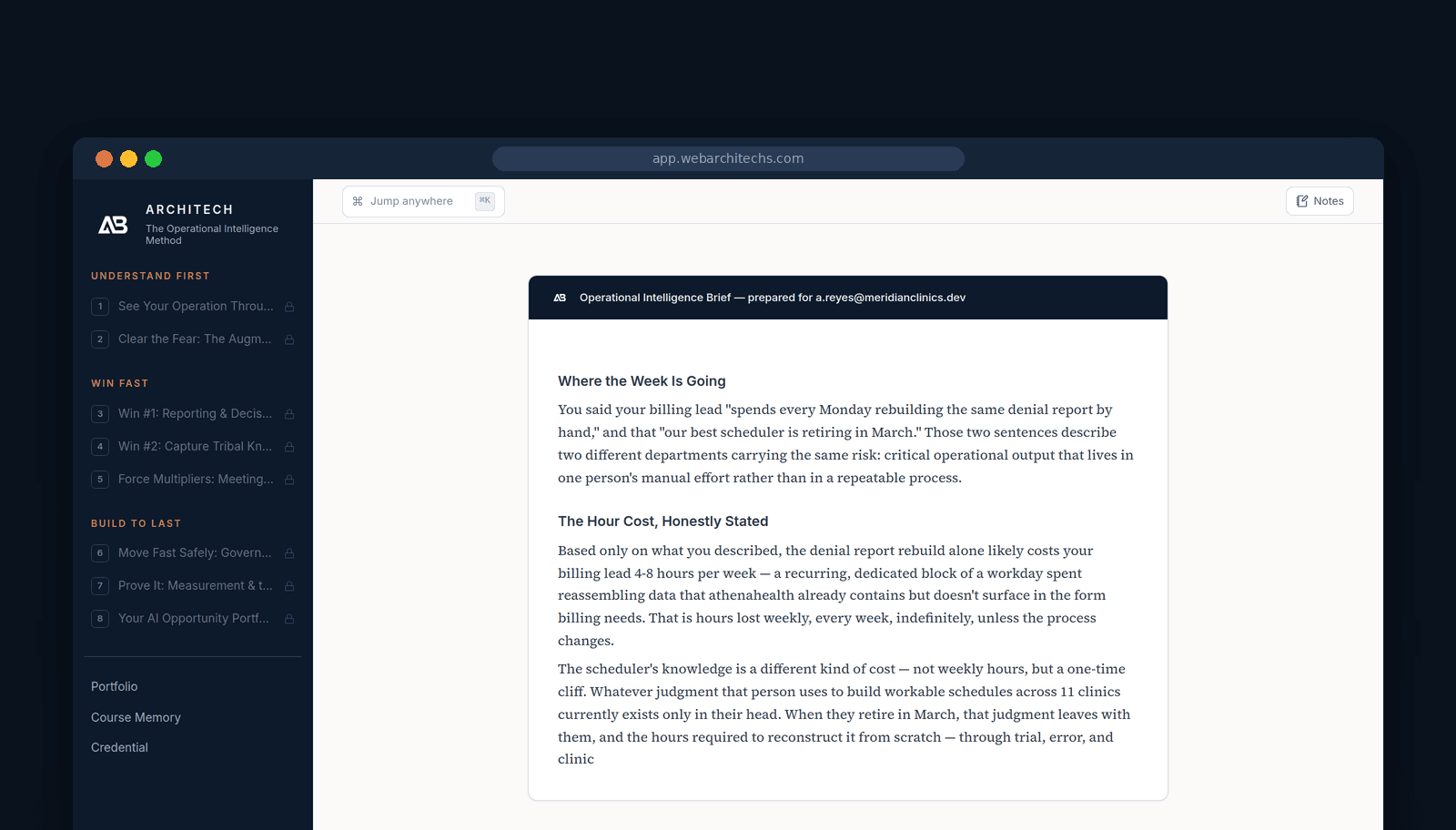 Executive Career Accelerator course workspace